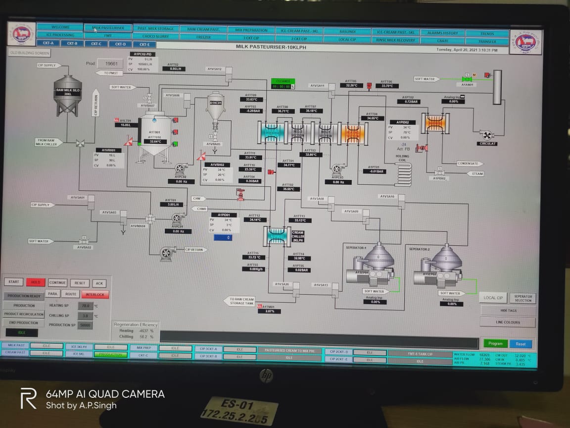 PLC SCADA process overview screen
